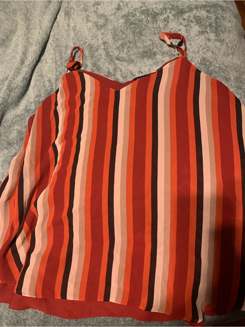 torrid Red and Pink Striped Sleeveless Blouse